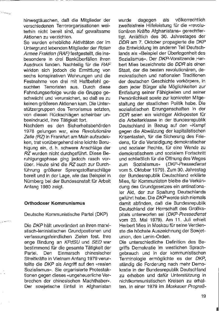 Seite 20 des Verfassungsschutzbericht 1979 Hessen