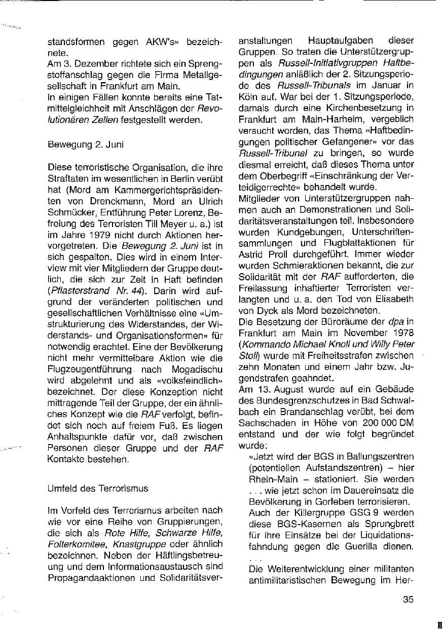 Seite 36 des Verfassungsschutzbericht 1979 Hessen