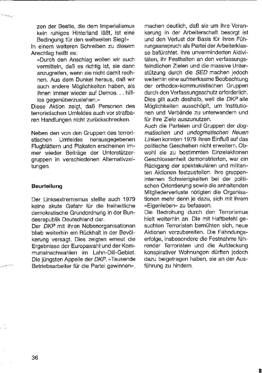Seite 37 des Verfassungsschutzbericht 1979 Hessen