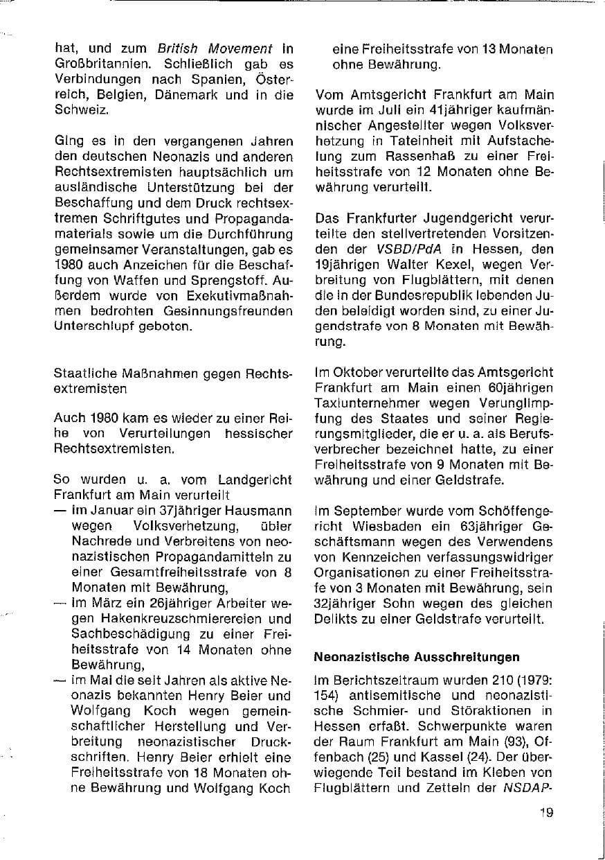 Seite 20 des Verfassungsschutzbericht 1980 Hessen