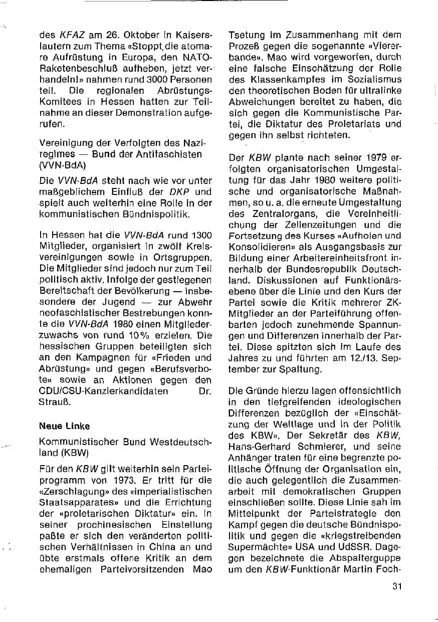 Seite 32 des Verfassungsschutzbericht 1980 Hessen