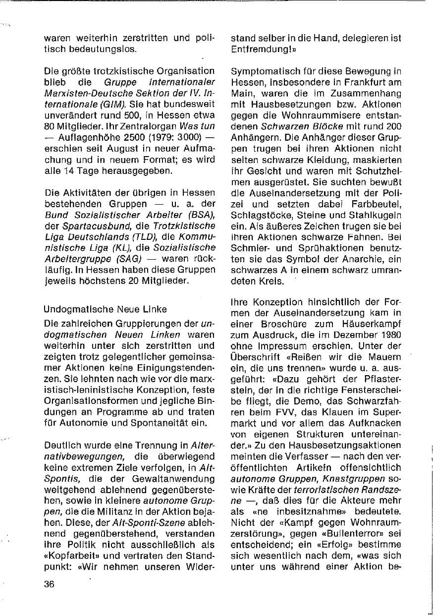 Seite 37 des Verfassungsschutzbericht 1980 Hessen