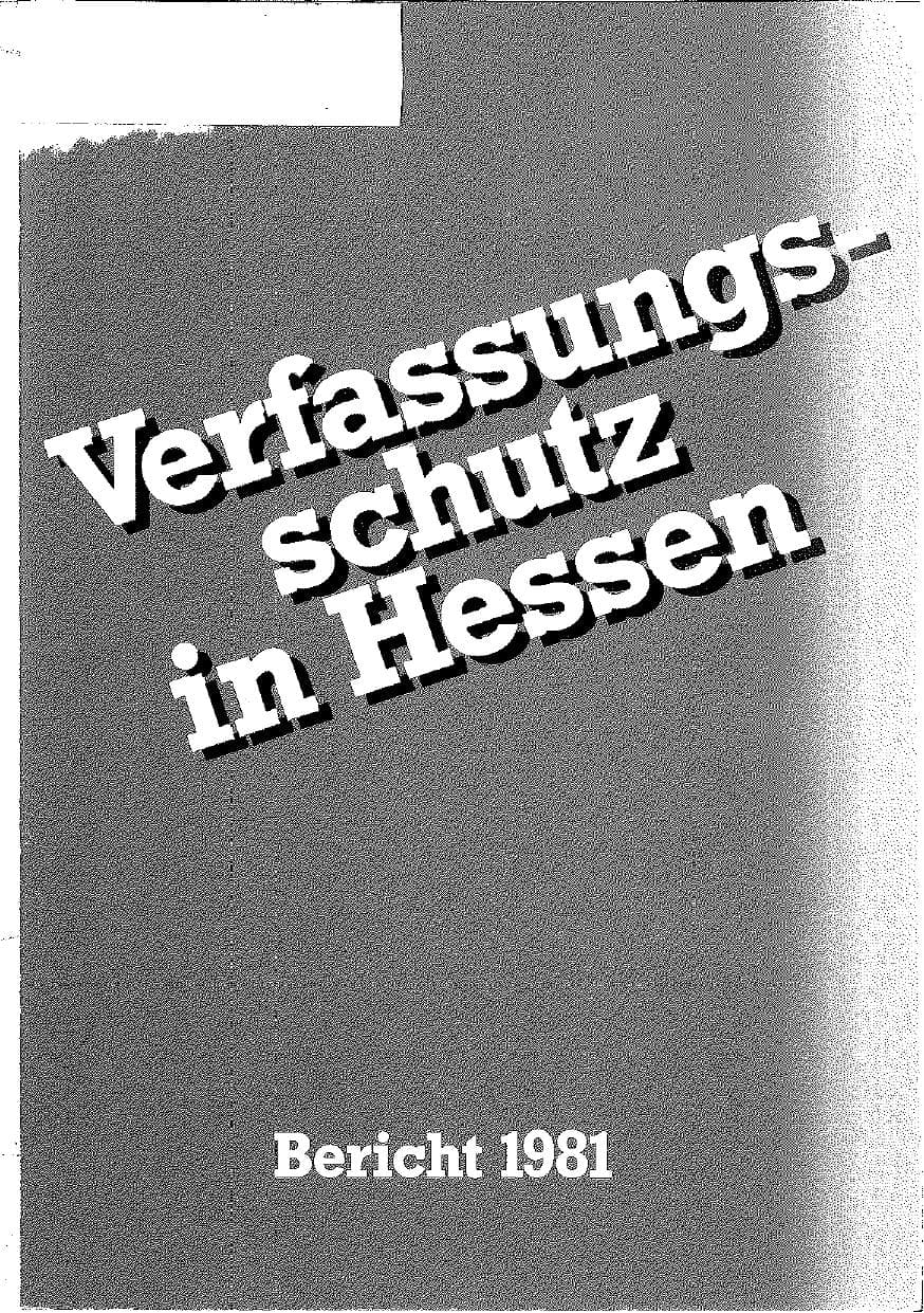 Seite 1 des Verfassungsschutzbericht 1981 Hessen
