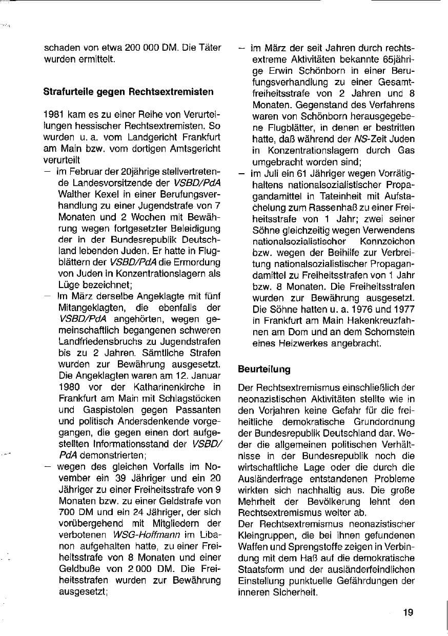 Seite 20 des Verfassungsschutzbericht 1981 Hessen
