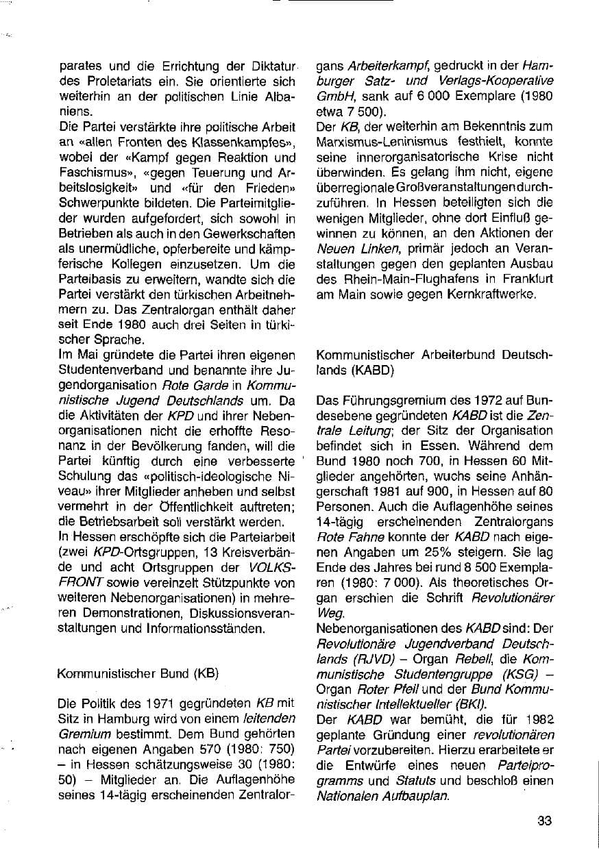 Seite 34 des Verfassungsschutzbericht 1981 Hessen