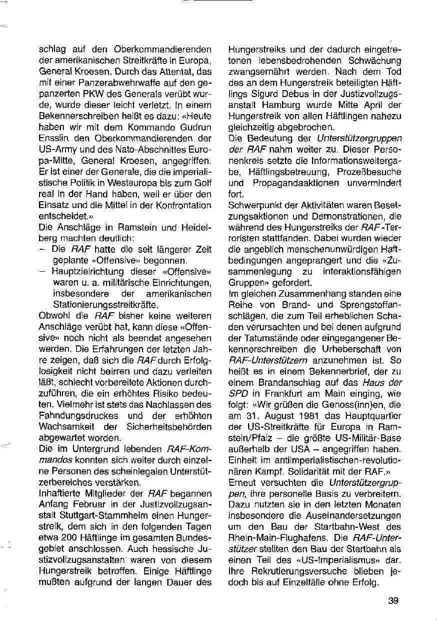 Seite 40 des Verfassungsschutzbericht 1981 Hessen