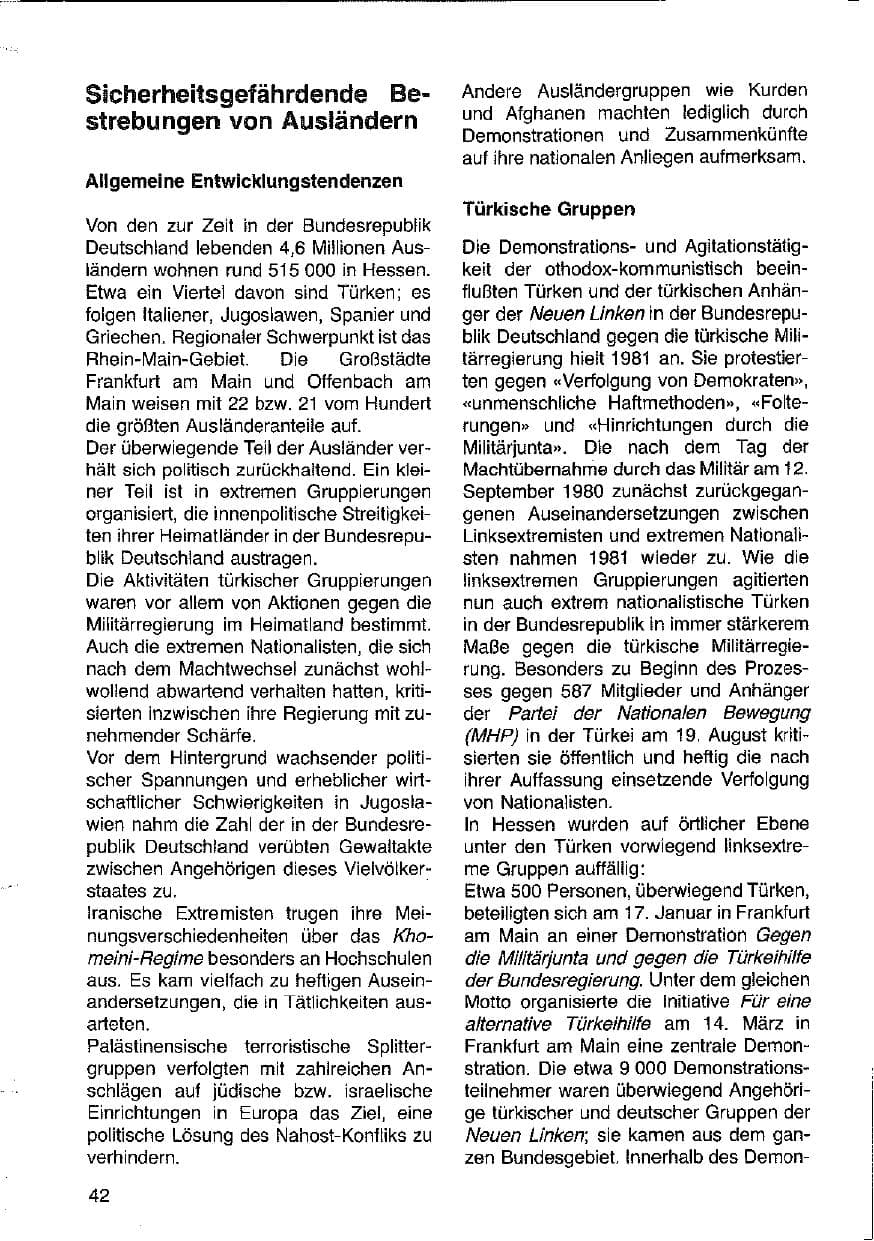 Seite 43 des Verfassungsschutzbericht 1981 Hessen