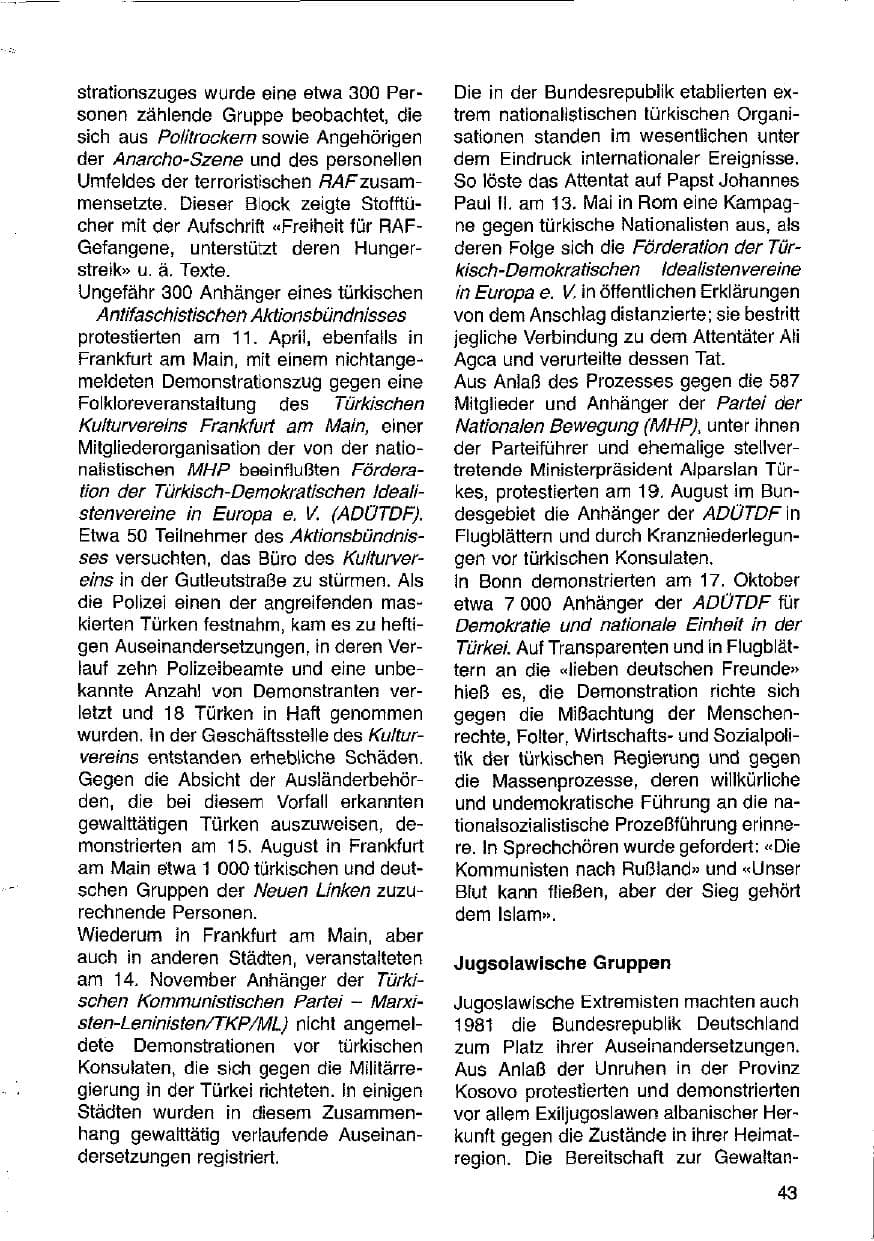 Seite 44 des Verfassungsschutzbericht 1981 Hessen