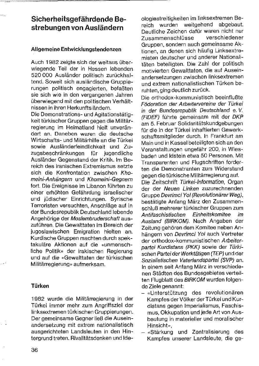 Seite 37 des Verfassungsschutzbericht 1982 Hessen