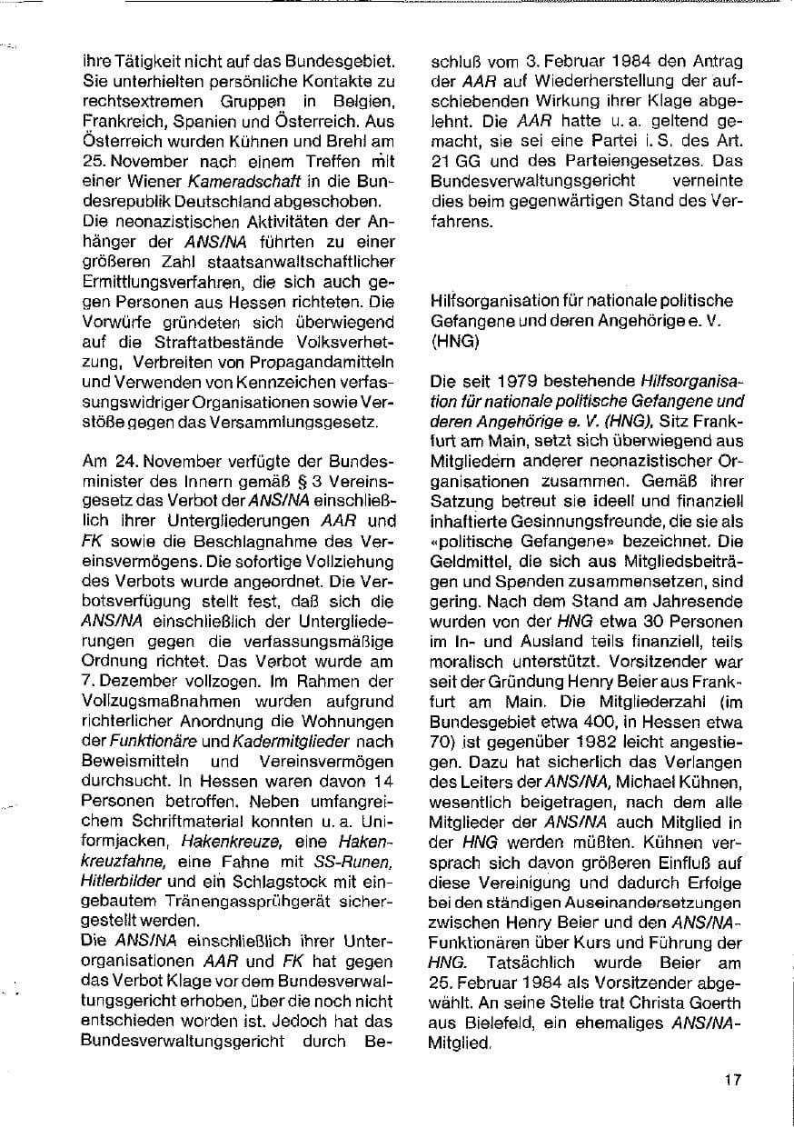 Seite 17 des Verfassungsschutzbericht 1983 Hessen