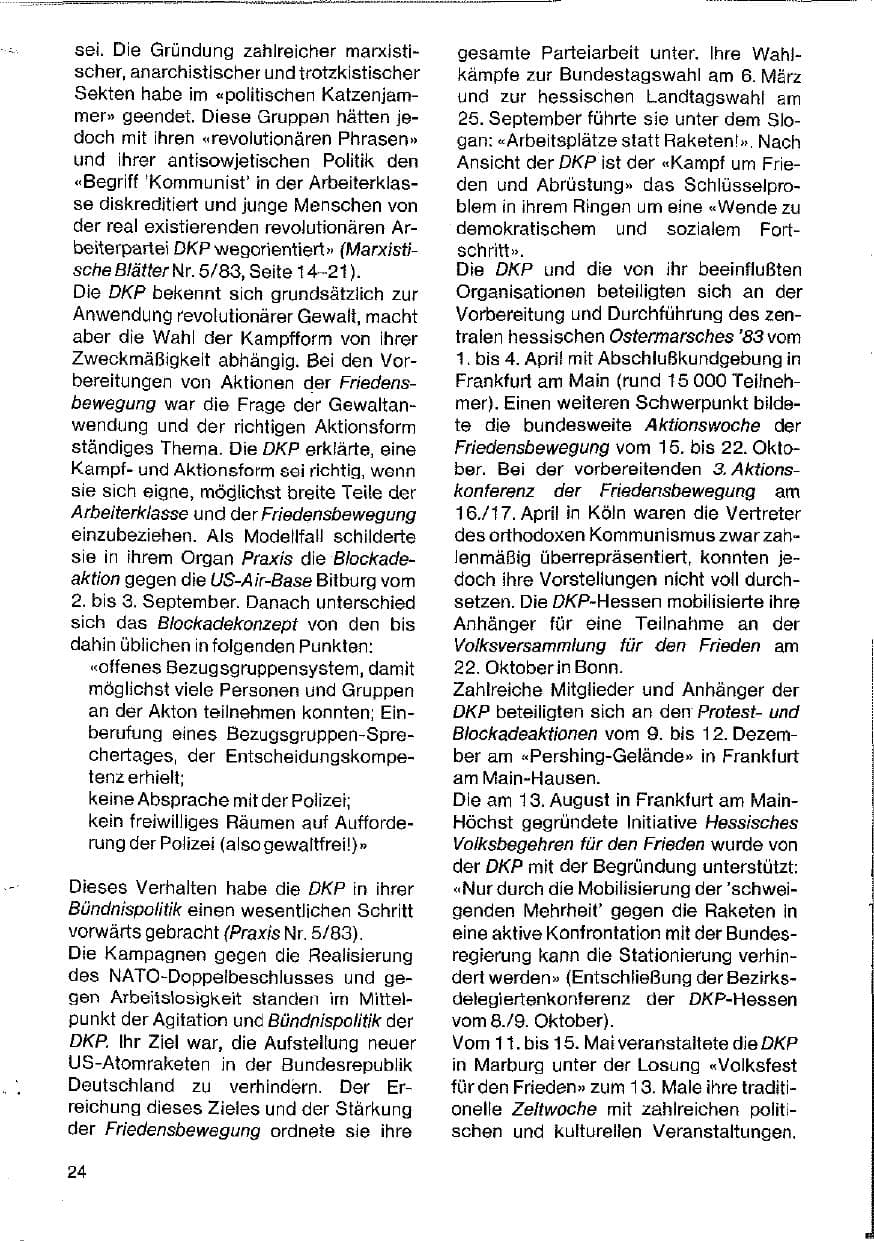 Seite 24 des Verfassungsschutzbericht 1983 Hessen