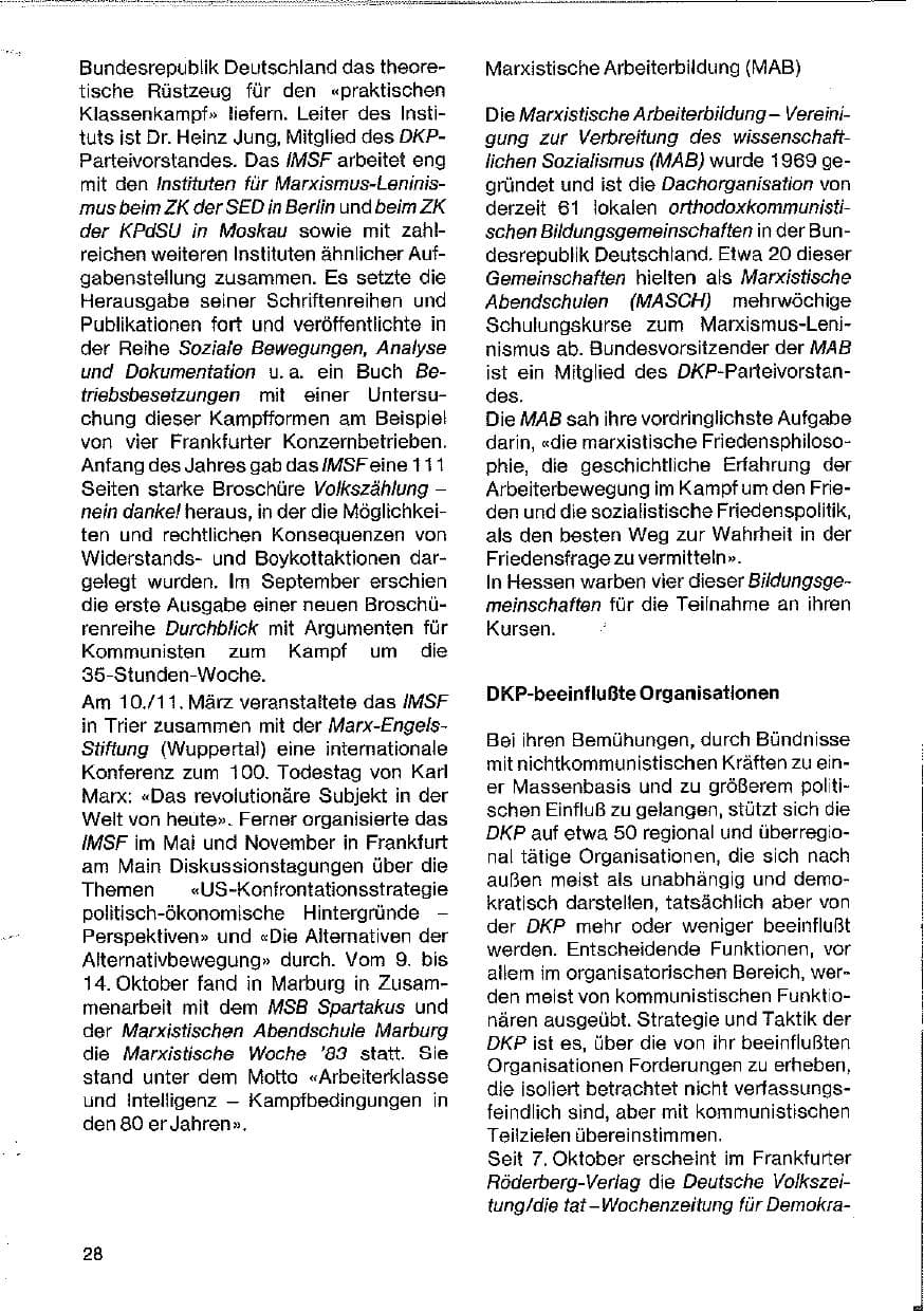 Seite 28 des Verfassungsschutzbericht 1983 Hessen