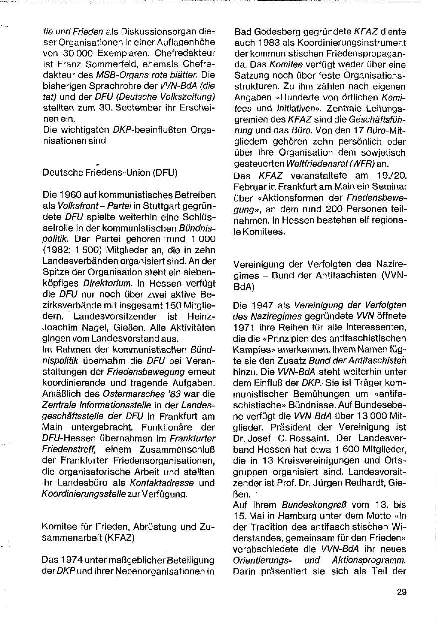 Seite 29 des Verfassungsschutzbericht 1983 Hessen