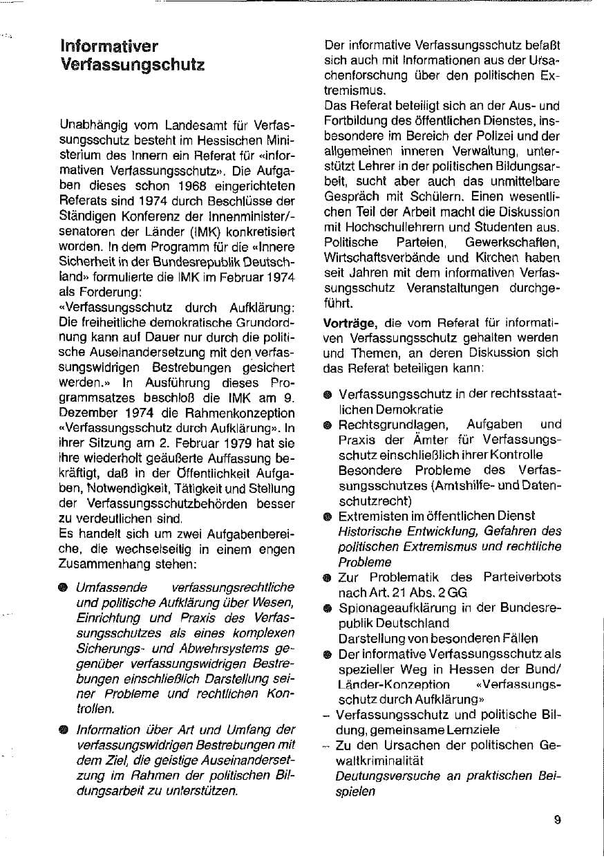 Seite 9 des Verfassungsschutzbericht 1983 Hessen