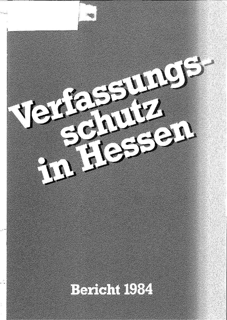Seite 1 des Verfassungsschutzbericht 1984 Hessen