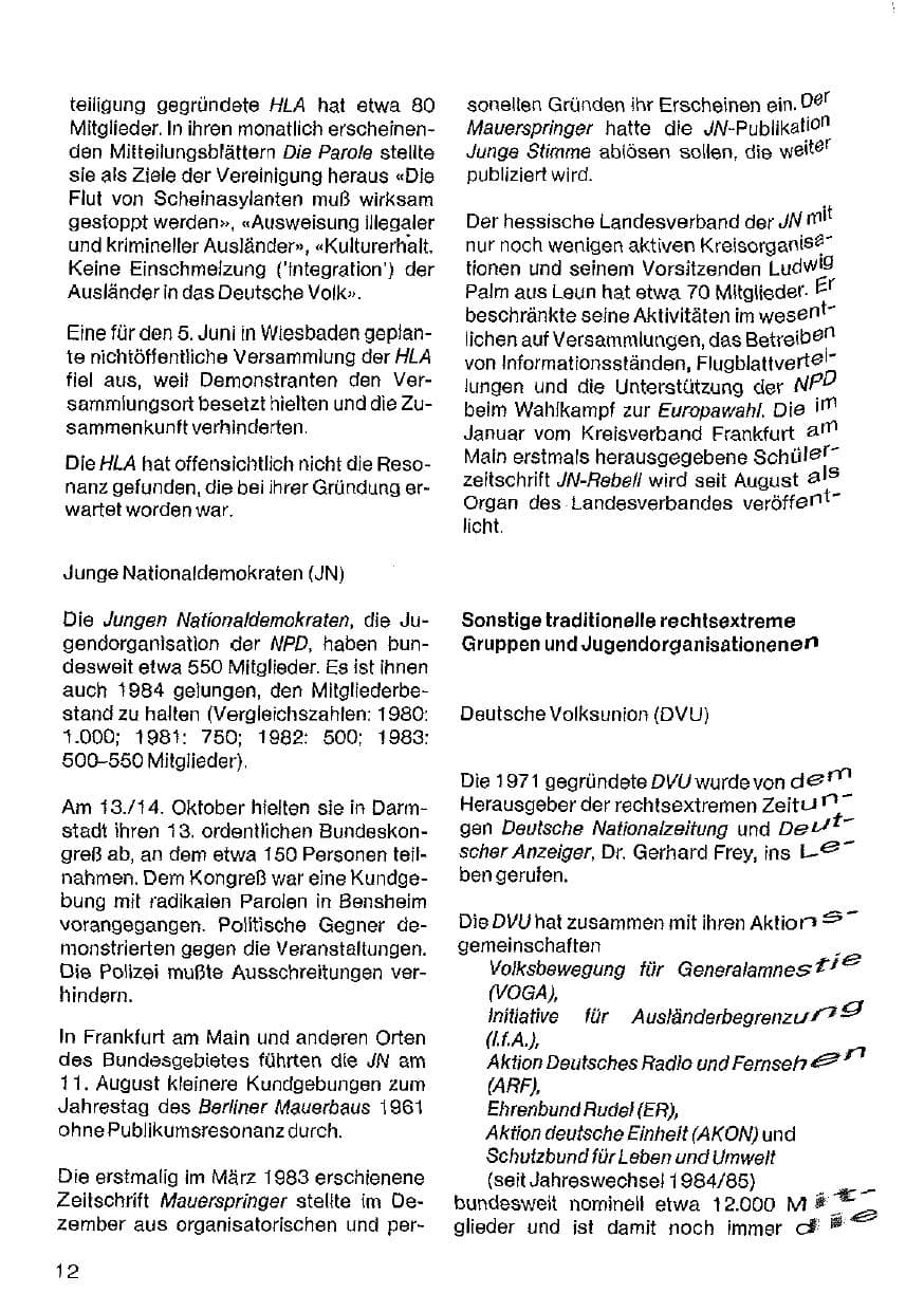 Seite 13 des Verfassungsschutzbericht 1984 Hessen