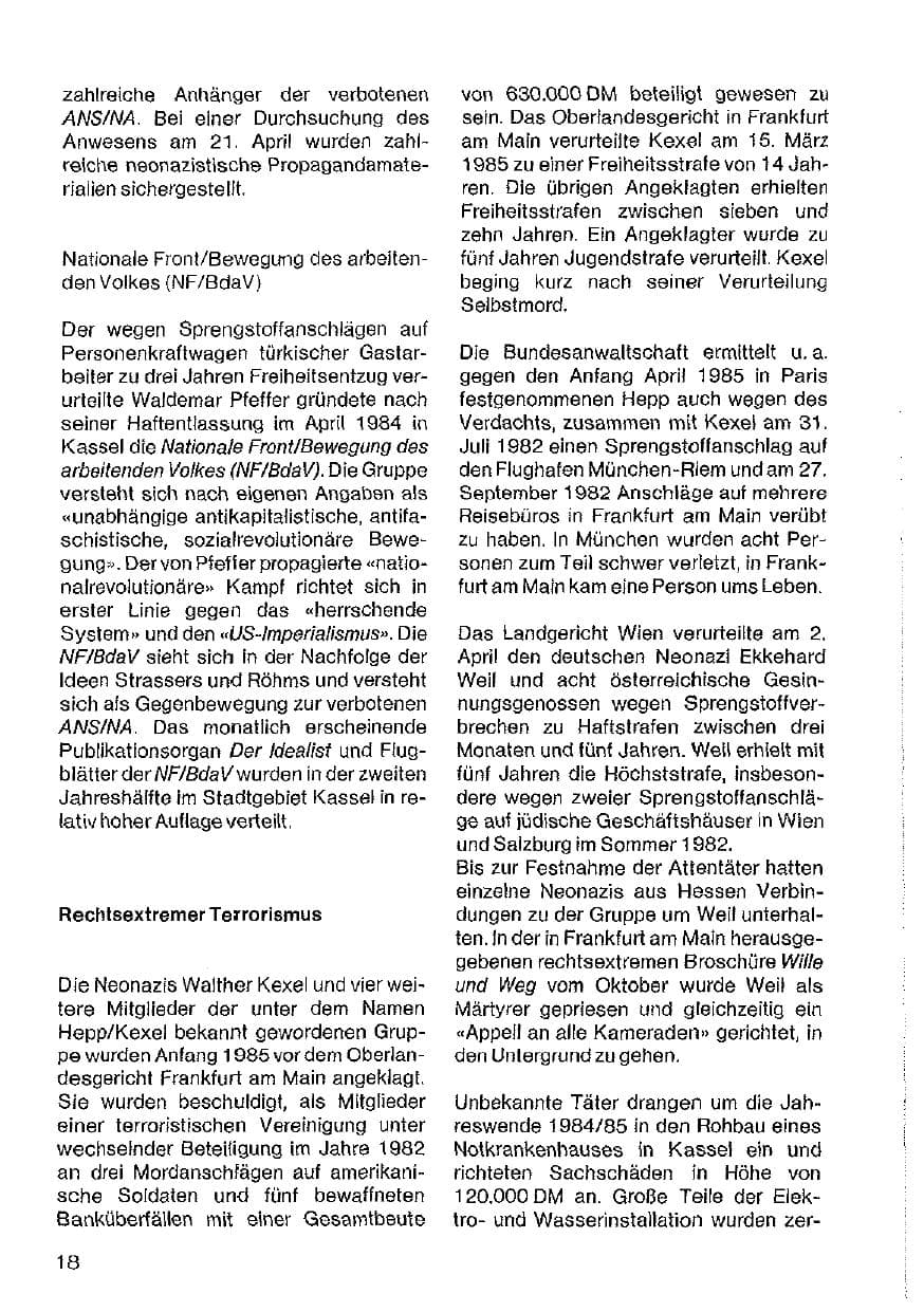Seite 19 des Verfassungsschutzbericht 1984 Hessen