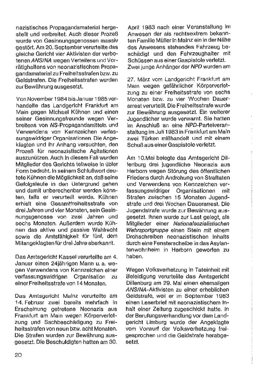 Seite 21 des Verfassungsschutzbericht 1984 Hessen