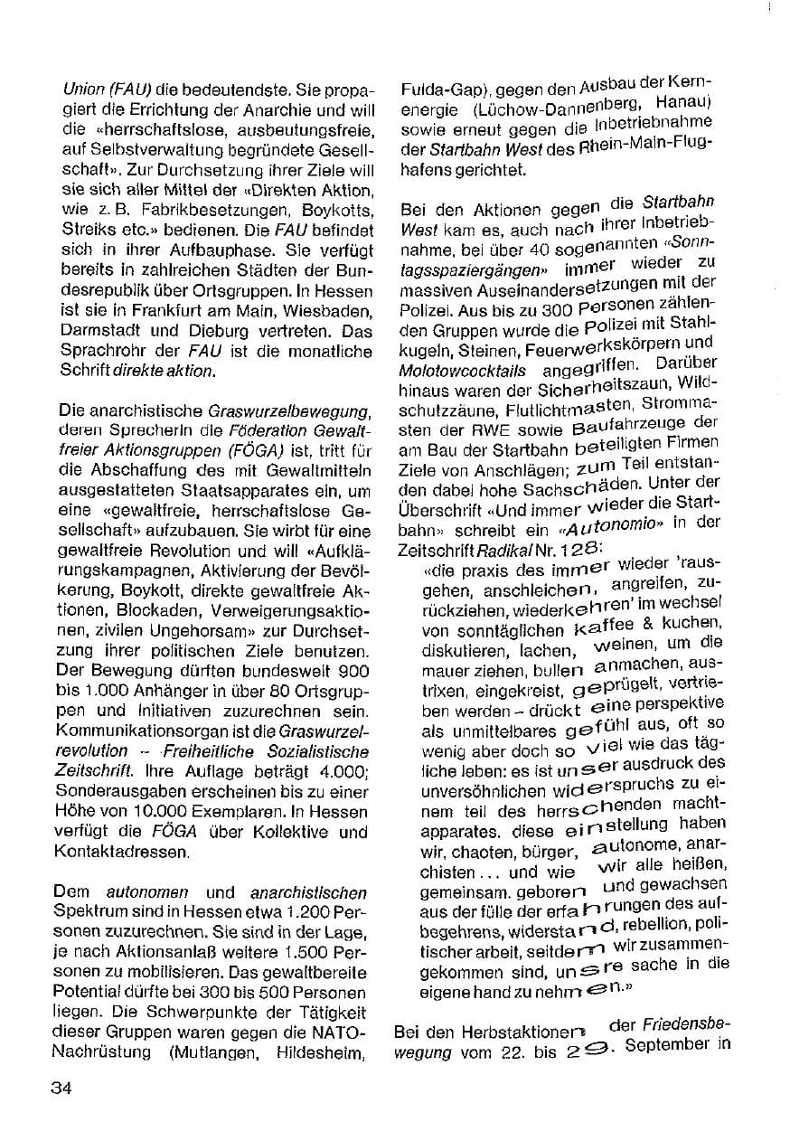 Seite 35 des Verfassungsschutzbericht 1984 Hessen