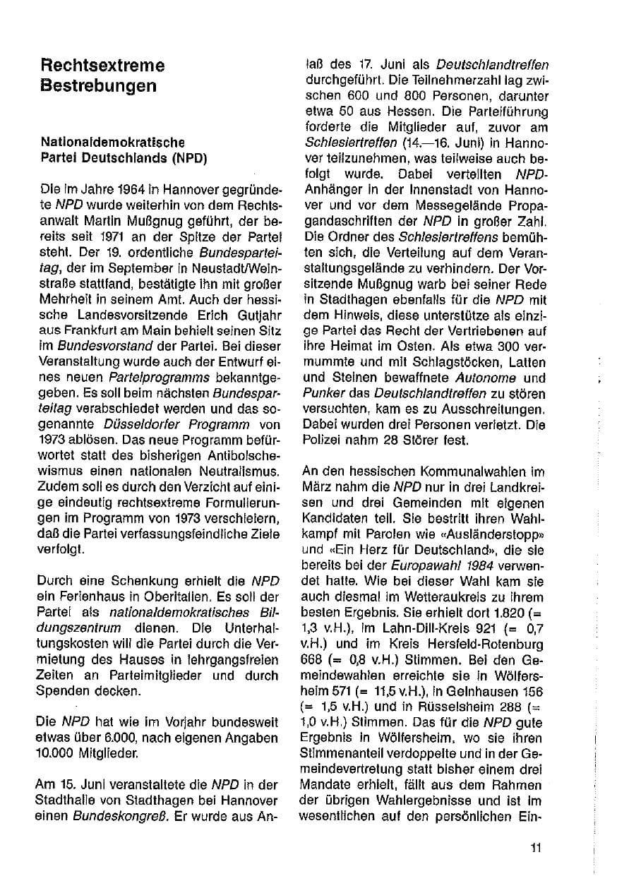 Seite 12 des Verfassungsschutzbericht 1985 Hessen