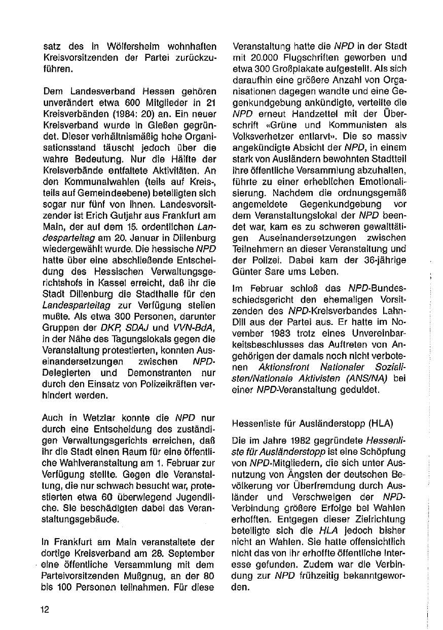 Seite 13 des Verfassungsschutzbericht 1985 Hessen