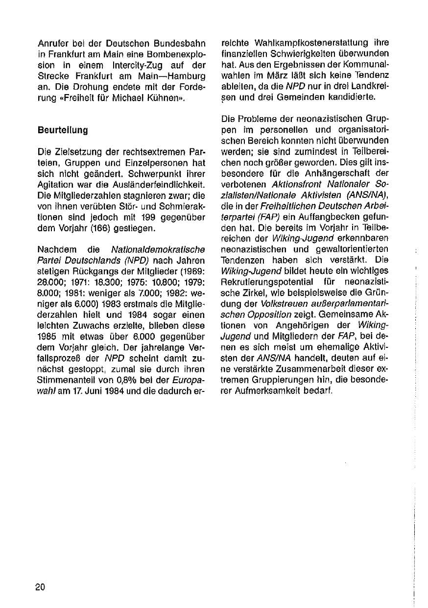 Seite 21 des Verfassungsschutzbericht 1985 Hessen