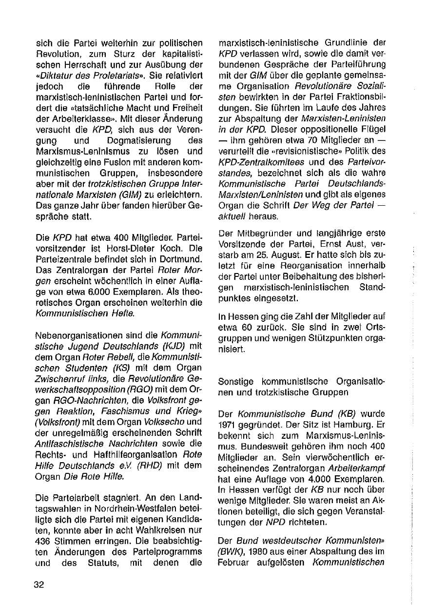 Seite 33 des Verfassungsschutzbericht 1985 Hessen