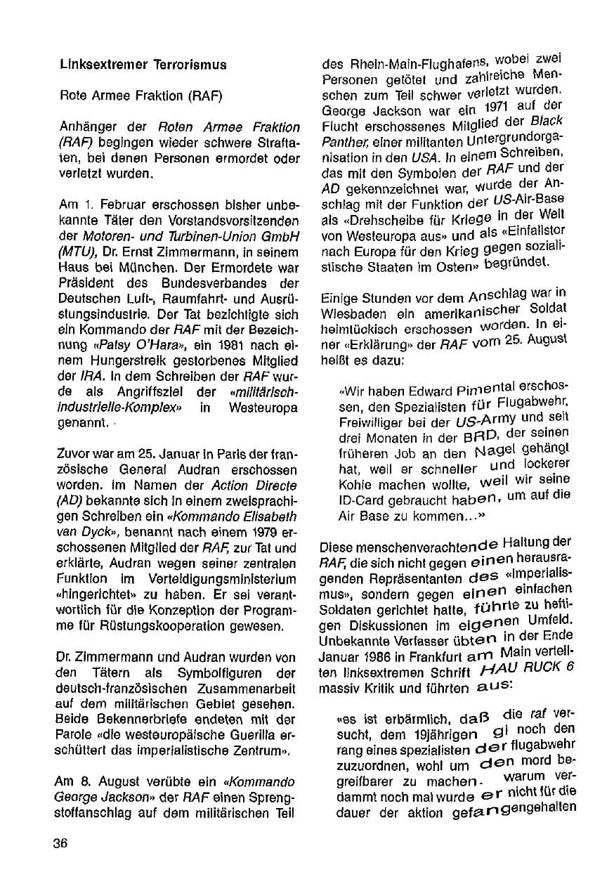 Seite 37 des Verfassungsschutzbericht 1985 Hessen