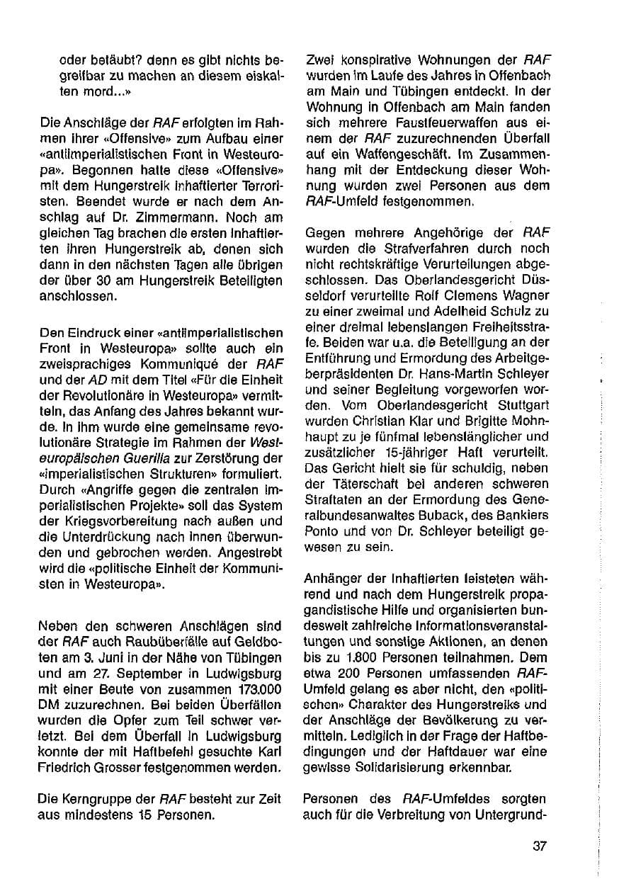 Seite 38 des Verfassungsschutzbericht 1985 Hessen