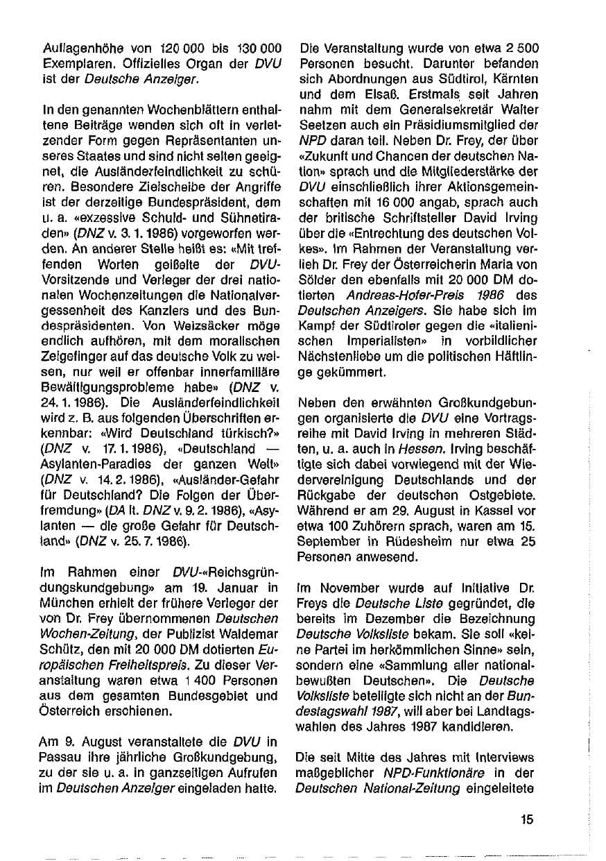 Seite 16 des Verfassungsschutzbericht 1986 Hessen