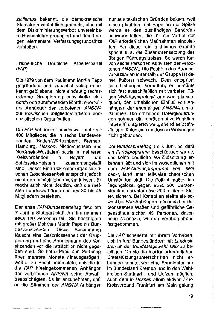 Seite 20 des Verfassungsschutzbericht 1986 Hessen