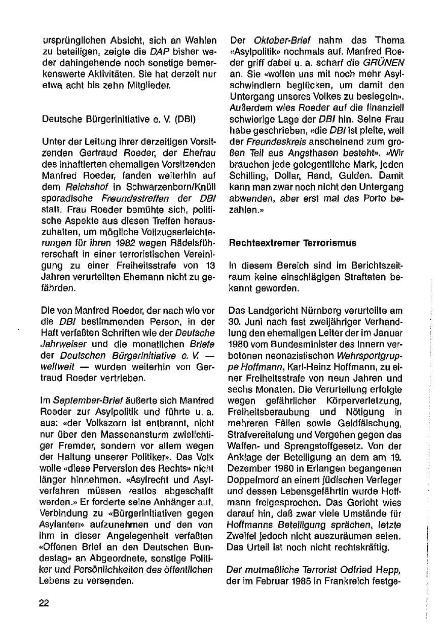 Seite 23 des Verfassungsschutzbericht 1986 Hessen