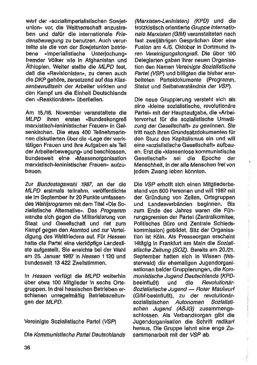 Seite 37 des Verfassungsschutzbericht 1986 Hessen