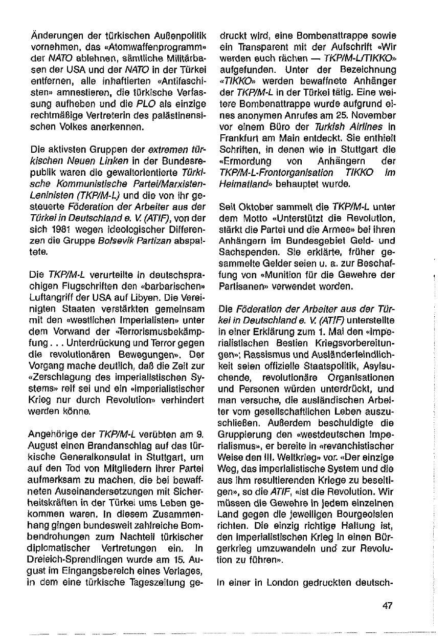 Seite 48 des Verfassungsschutzbericht 1986 Hessen