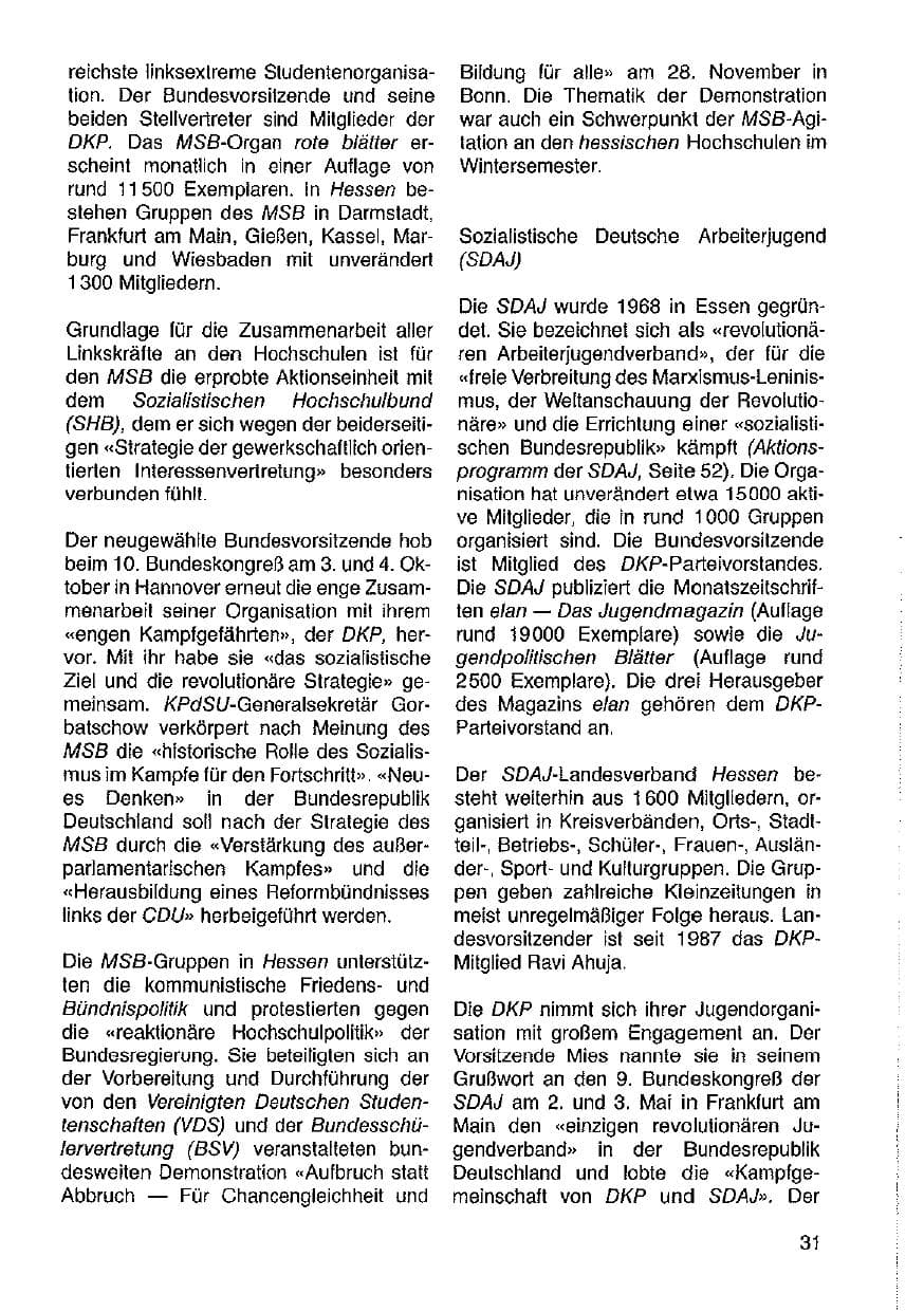 Seite 32 des Verfassungsschutzbericht 1987 Hessen