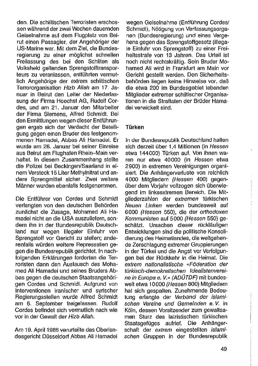 Seite 50 des Verfassungsschutzbericht 1987 Hessen