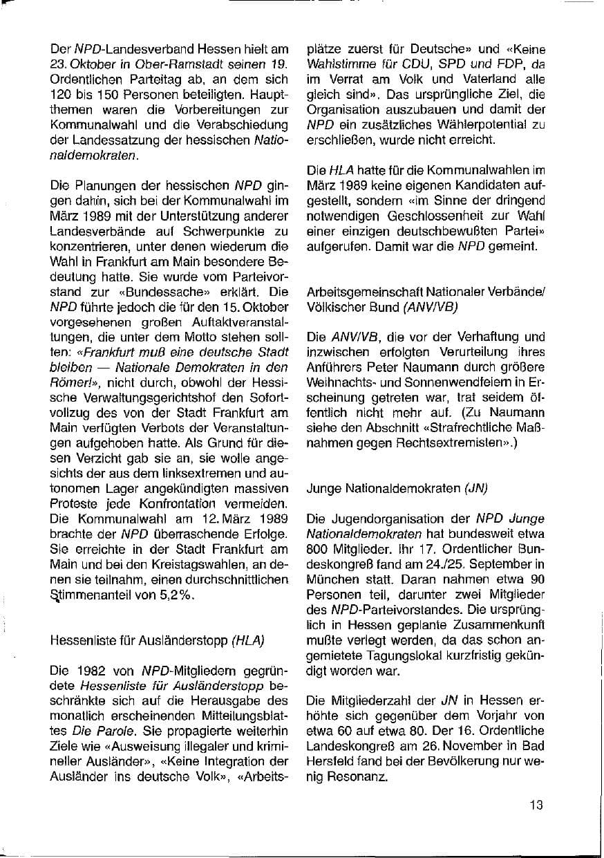Seite 14 des Verfassungsschutzbericht 1988 Hessen
