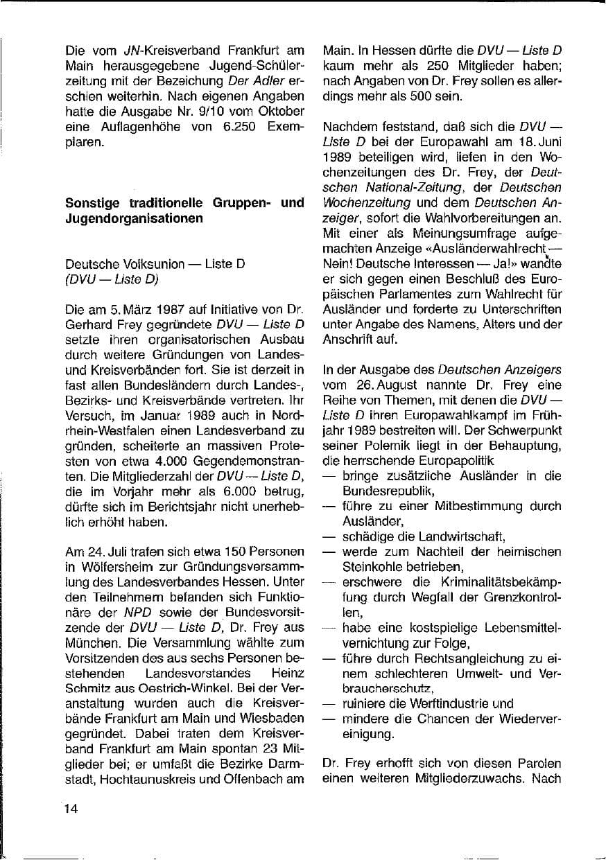 Seite 15 des Verfassungsschutzbericht 1988 Hessen