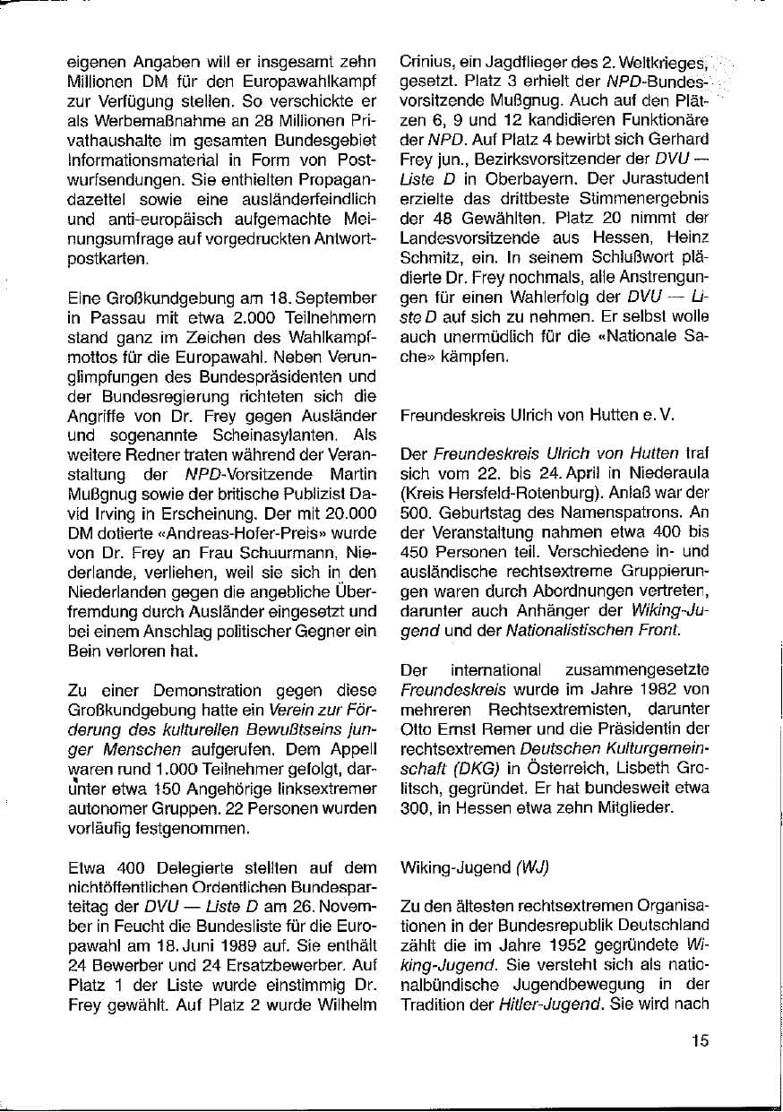 Seite 16 des Verfassungsschutzbericht 1988 Hessen