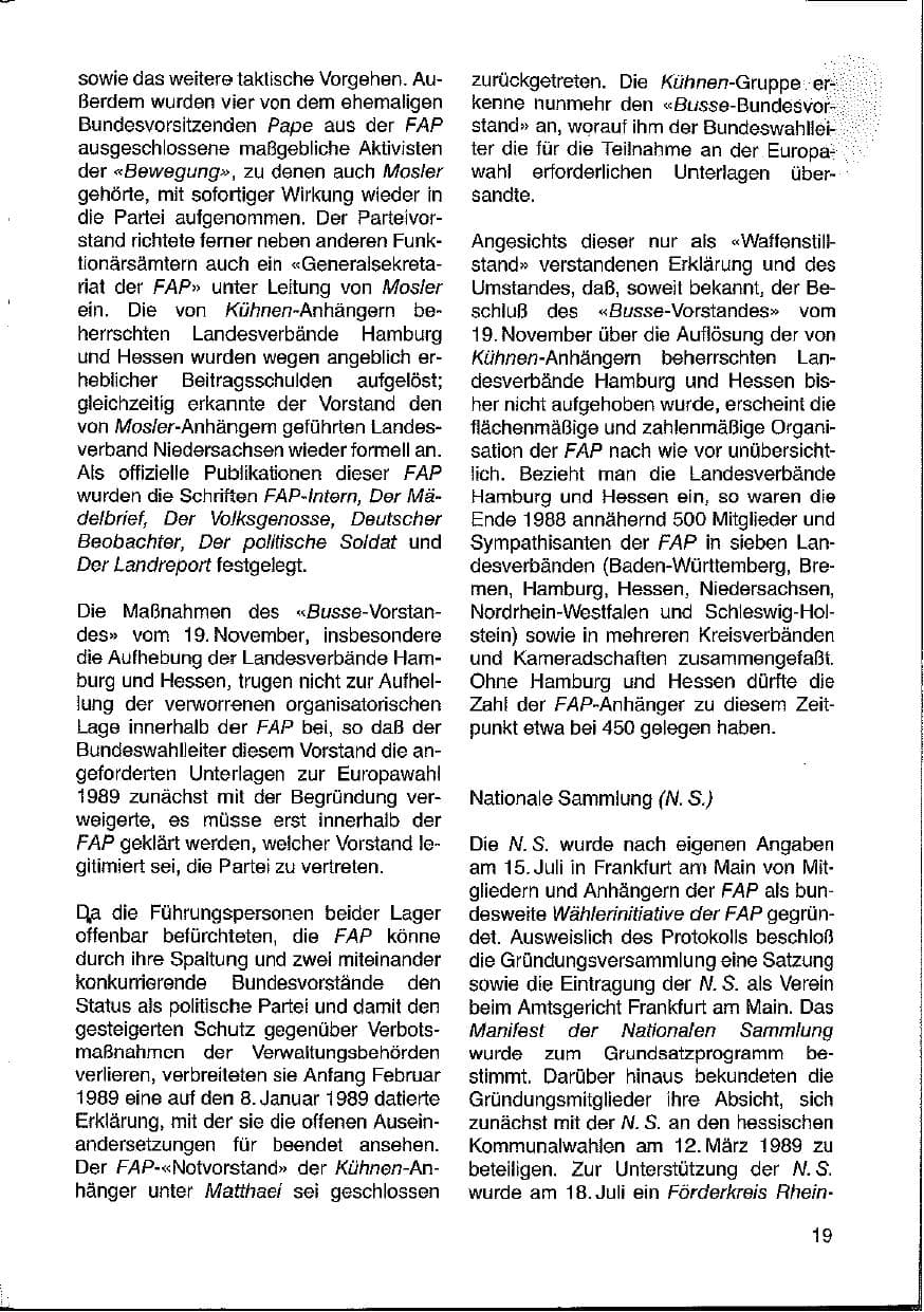 Seite 19 des Verfassungsschutzbericht 1988 Hessen