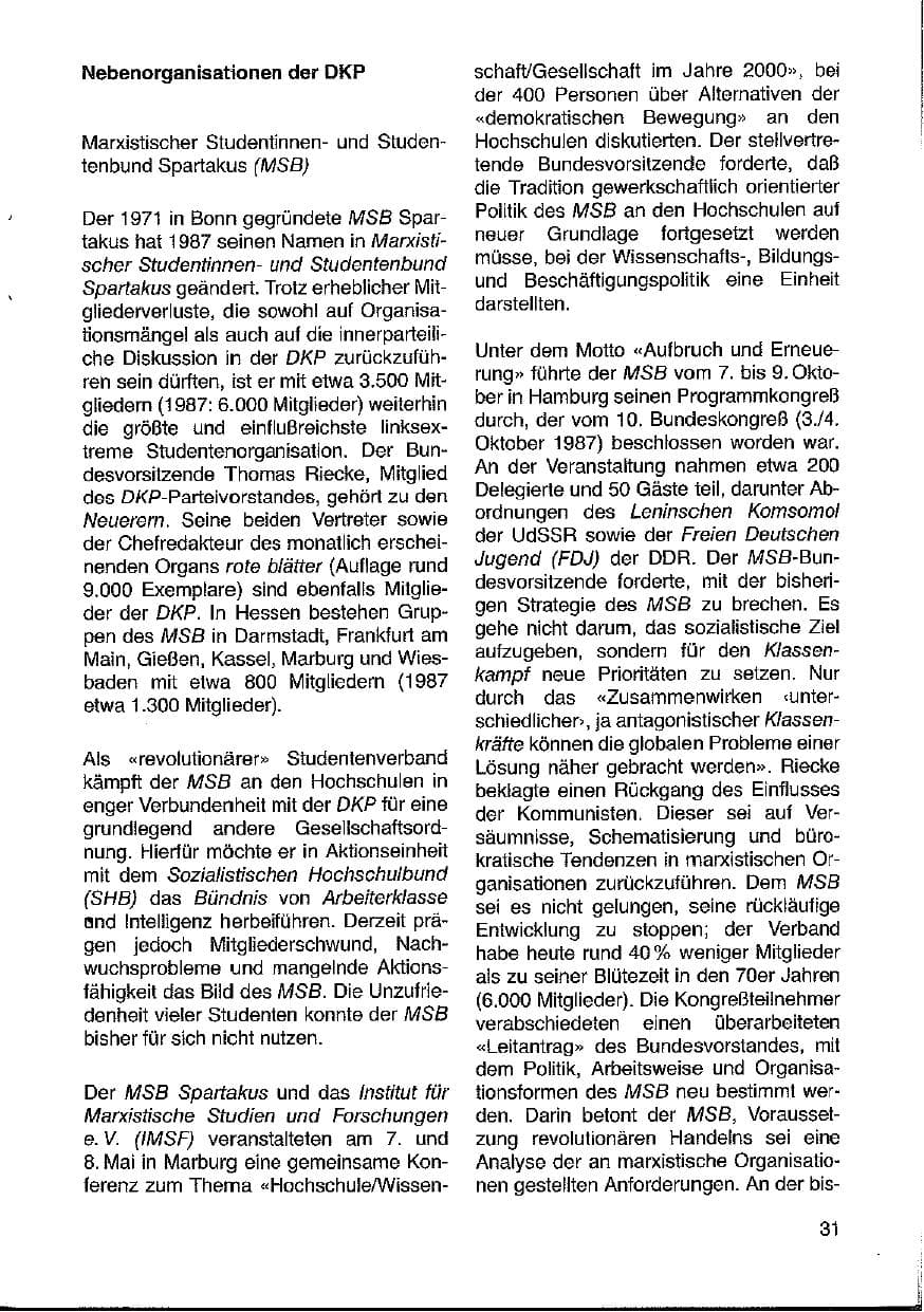 Seite 31 des Verfassungsschutzbericht 1988 Hessen