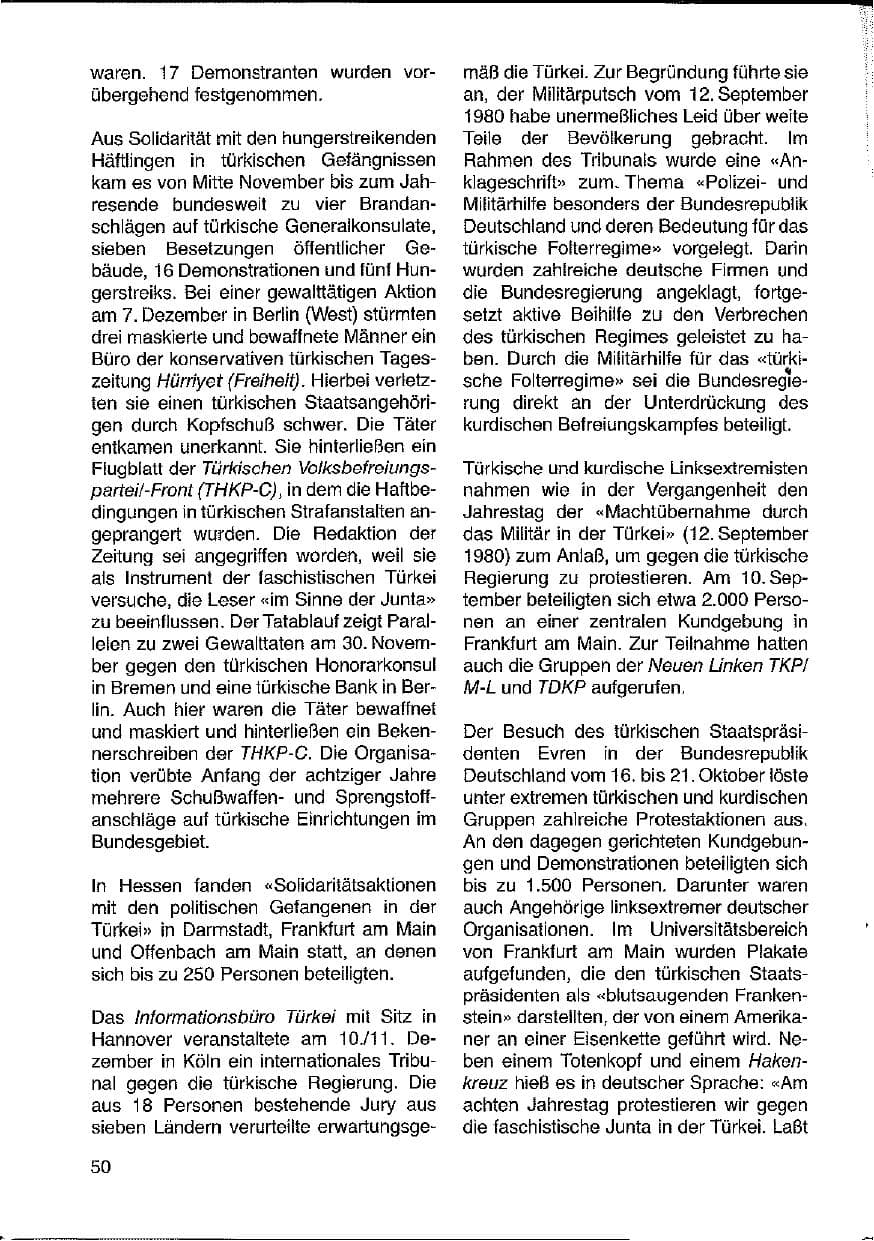 Seite 50 des Verfassungsschutzbericht 1988 Hessen