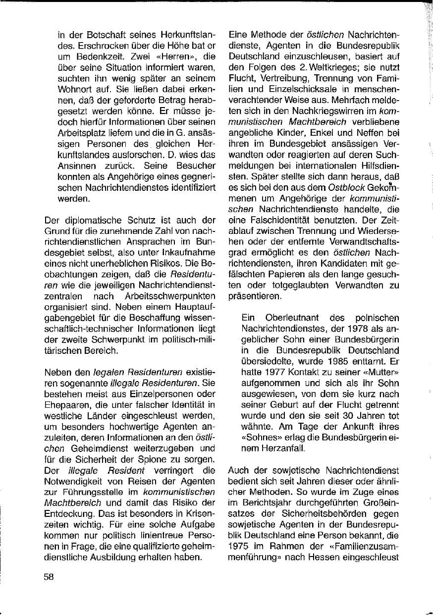 Seite 58 des Verfassungsschutzbericht 1988 Hessen