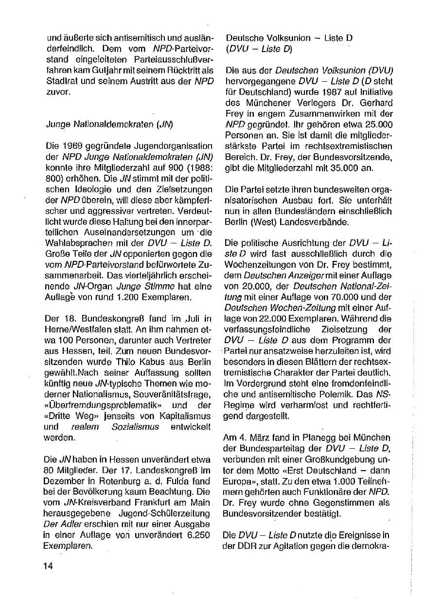 Seite 15 des Verfassungsschutzbericht 1989 Hessen