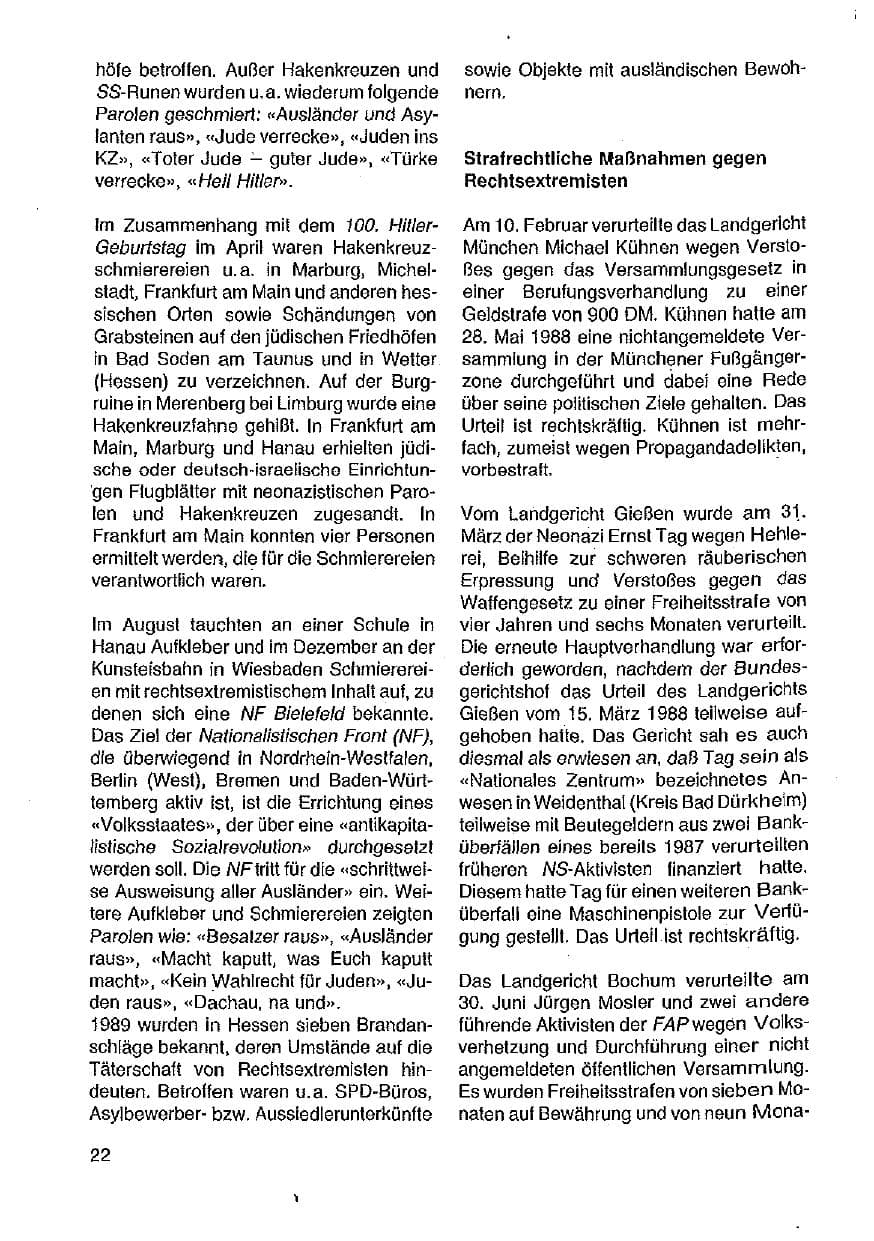 Seite 23 des Verfassungsschutzbericht 1989 Hessen