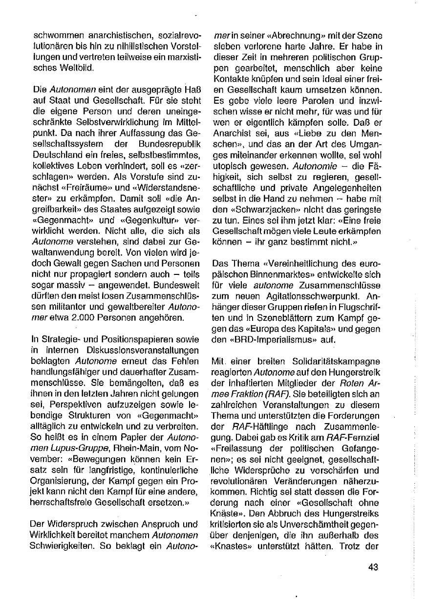 Seite 44 des Verfassungsschutzbericht 1989 Hessen