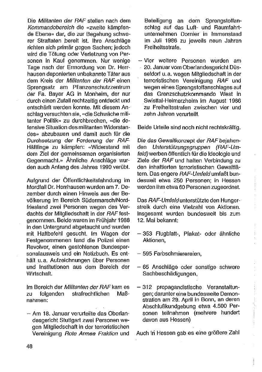 Seite 49 des Verfassungsschutzbericht 1989 Hessen