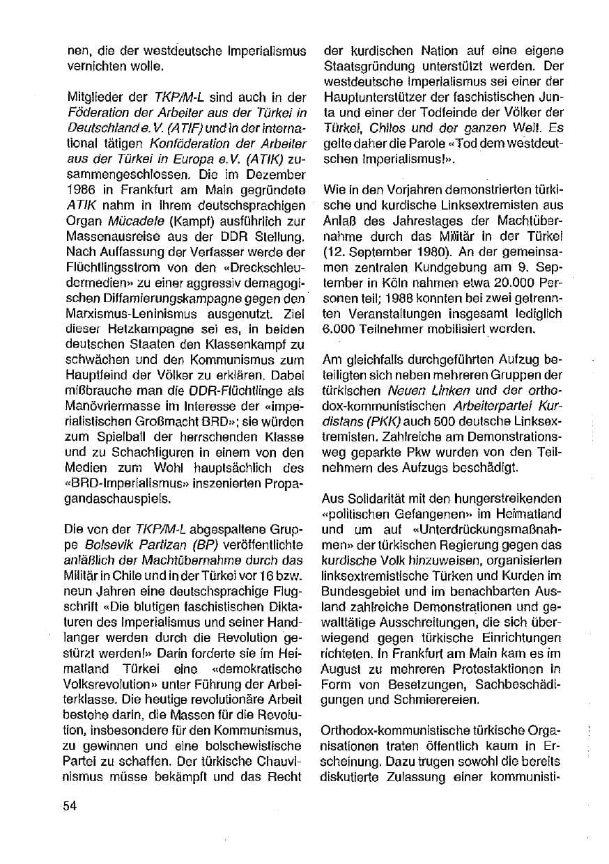 Seite 55 des Verfassungsschutzbericht 1989 Hessen