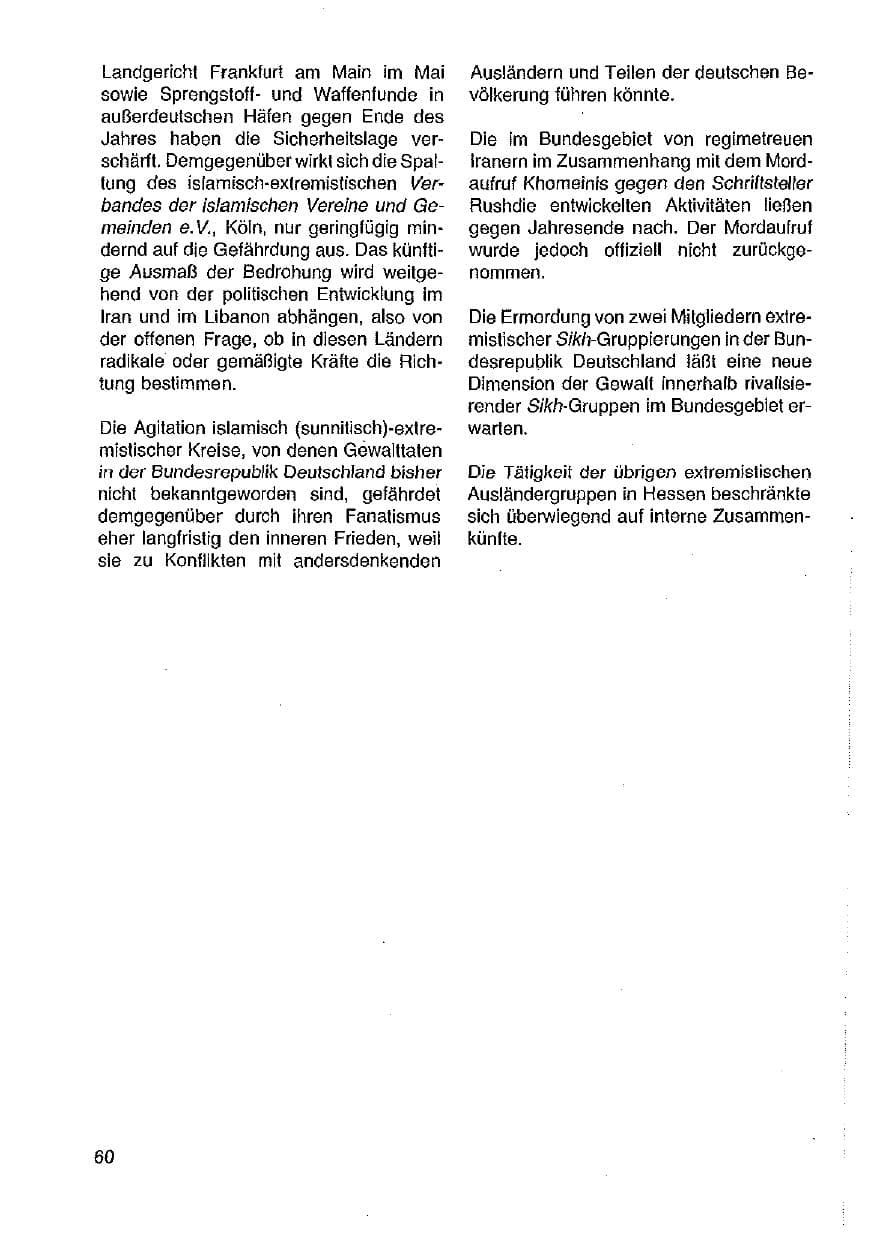Seite 61 des Verfassungsschutzbericht 1989 Hessen