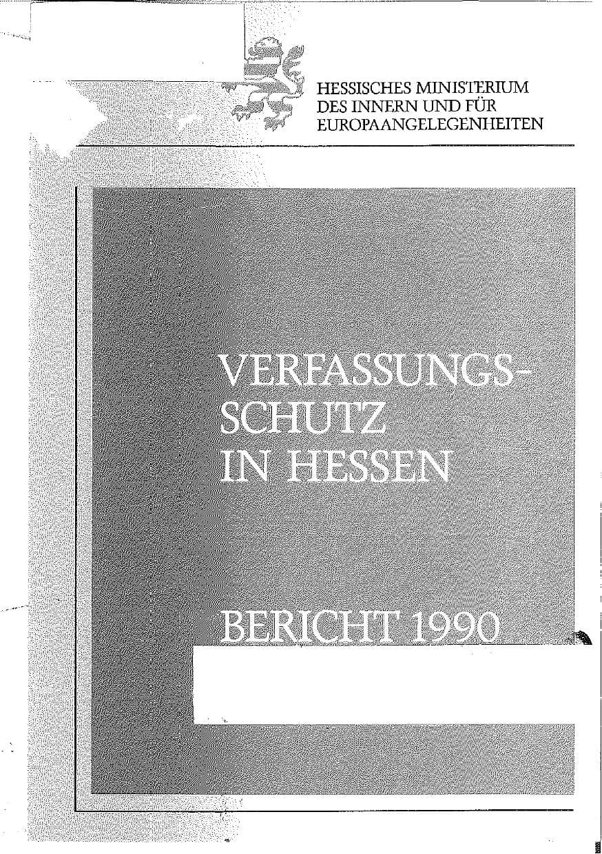 Seite 1 des Verfassungsschutzbericht 1990 Hessen